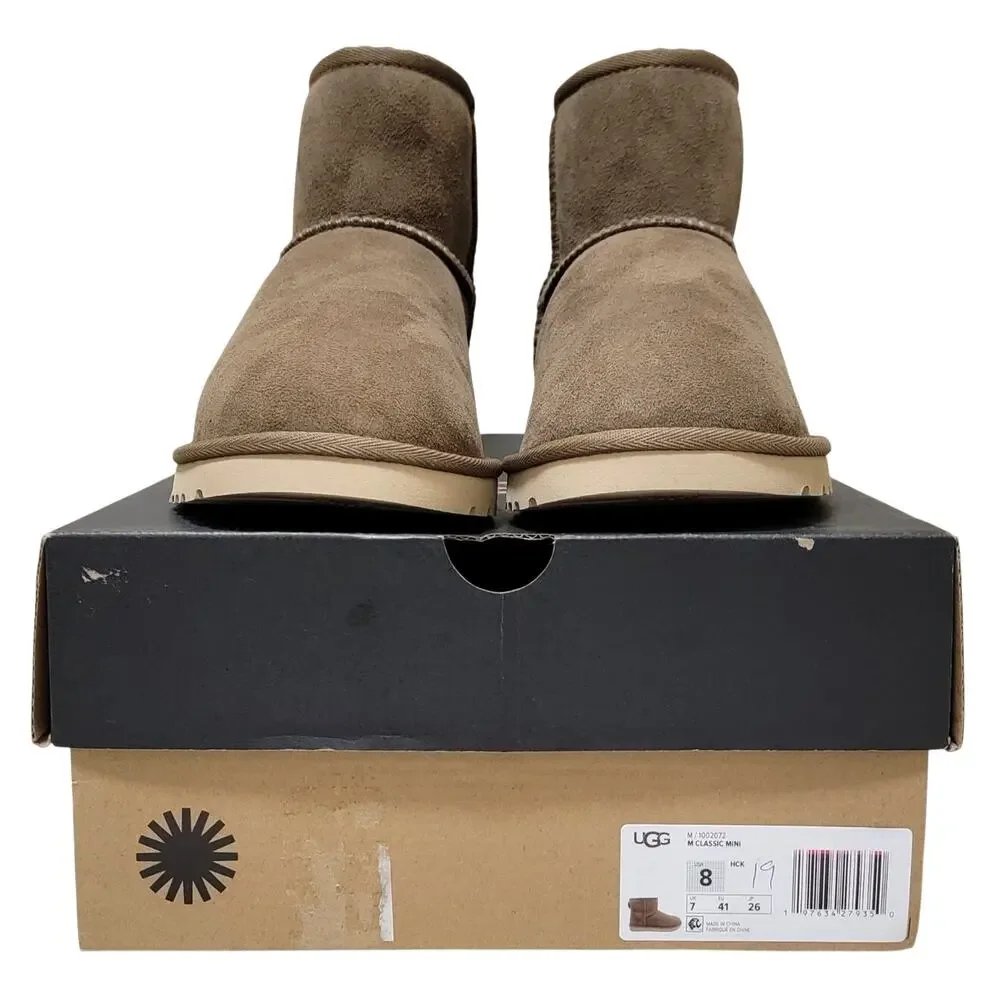 UGG Men Classic Mini Wool Lined Ankle Boots Size US 8 Hickory Brown Suede